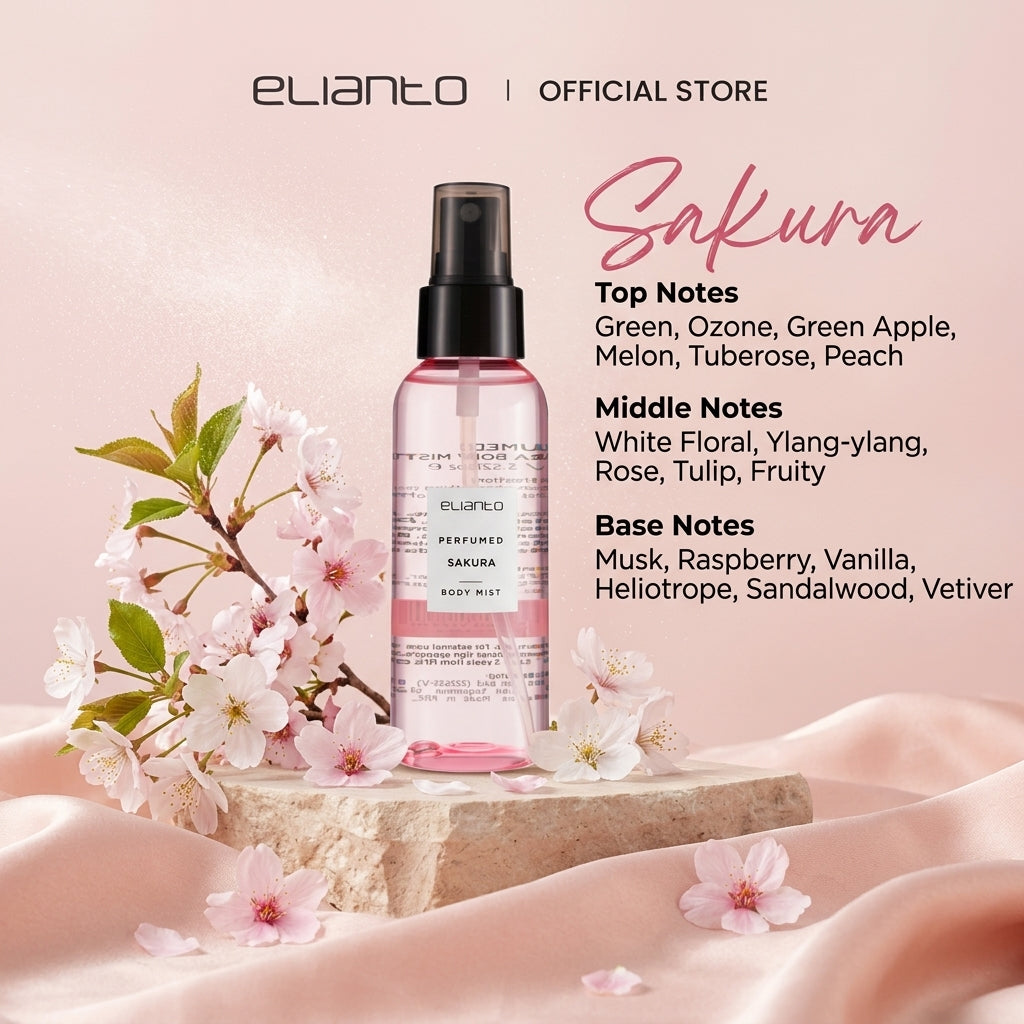 Elianto Body Mist (Coconut/ Watermelon/ Bubblegum Scent) 100ml – Lightweight and Non-Sticky