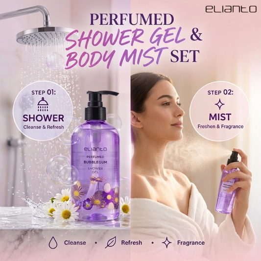 Elianto Perfumed Shower Gel and Body Mist Set - Scented Refreshing Duo