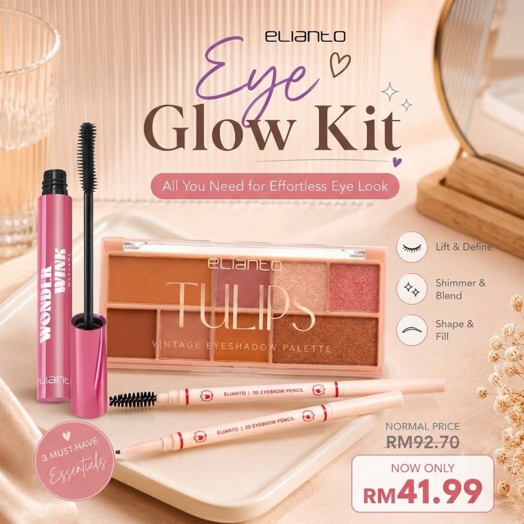 Elianto Eyes Glow Kit Set (Eyeshadow + Eyeliner + Eyebrow)