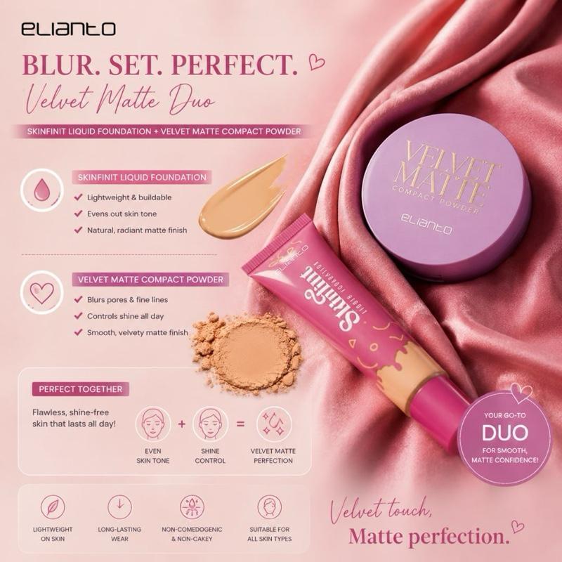Elianto Skin Tint Foundation + Velvet Matte Compact Powder