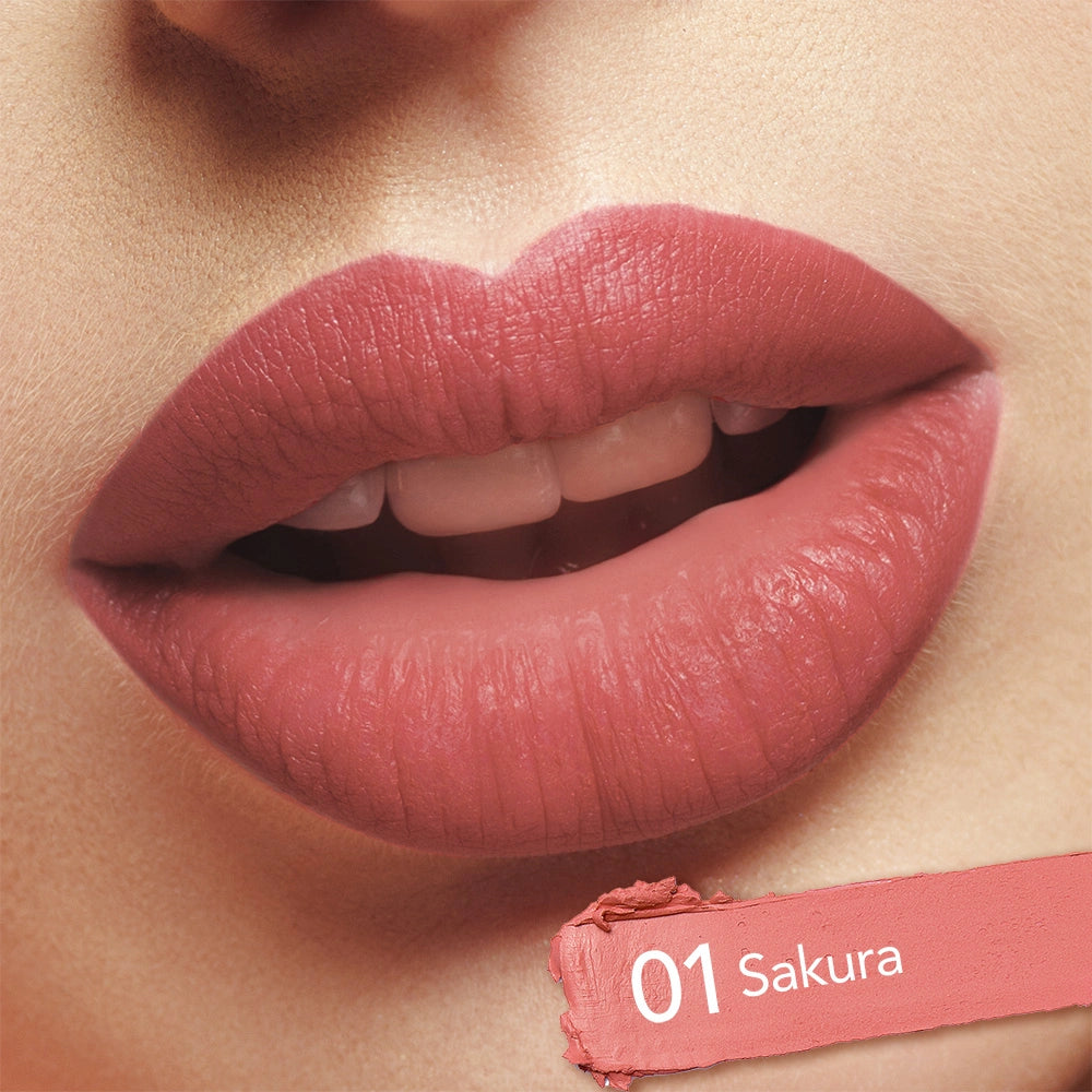 Elianto Lip Cream 01 Sakura – lightweight Sakura pink lipstick with velvety finish