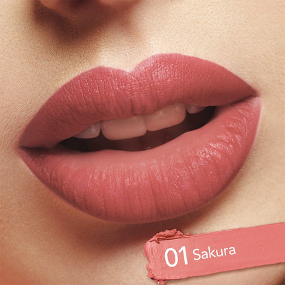 Elianto Lip Cream 01 Sakura – lightweight Sakura pink lipstick with velvety finish