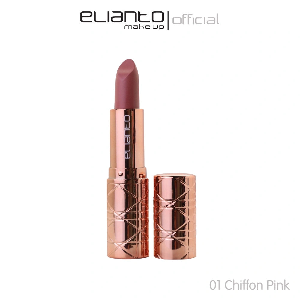 Elianto Lipstick 01 Chiffon Pink – light pink matte lip color with velvet texture