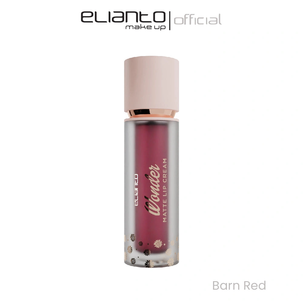 Elianto 05 Barn Red Lip Cream – warm red matte lipstick for everyday wear