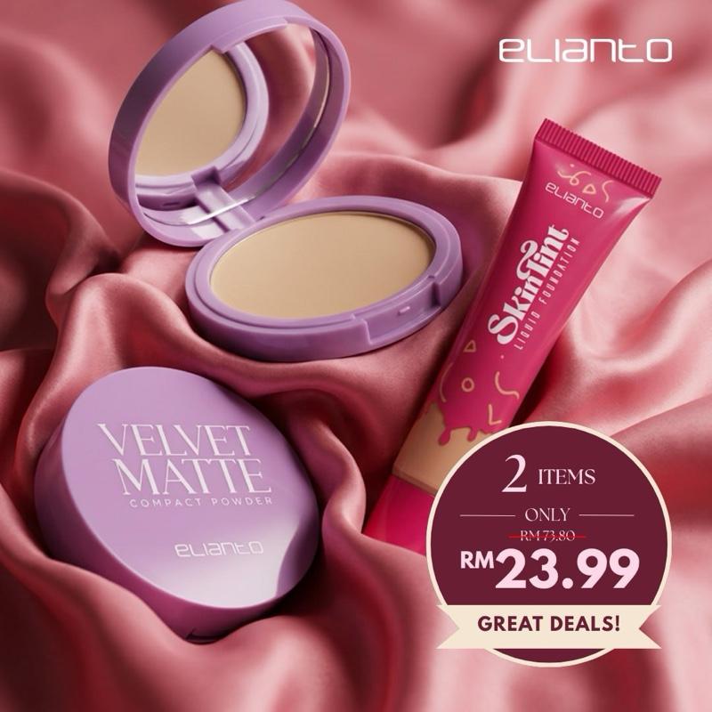 Elianto Skin Tint Foundation + Velvet Matte Compact Powder