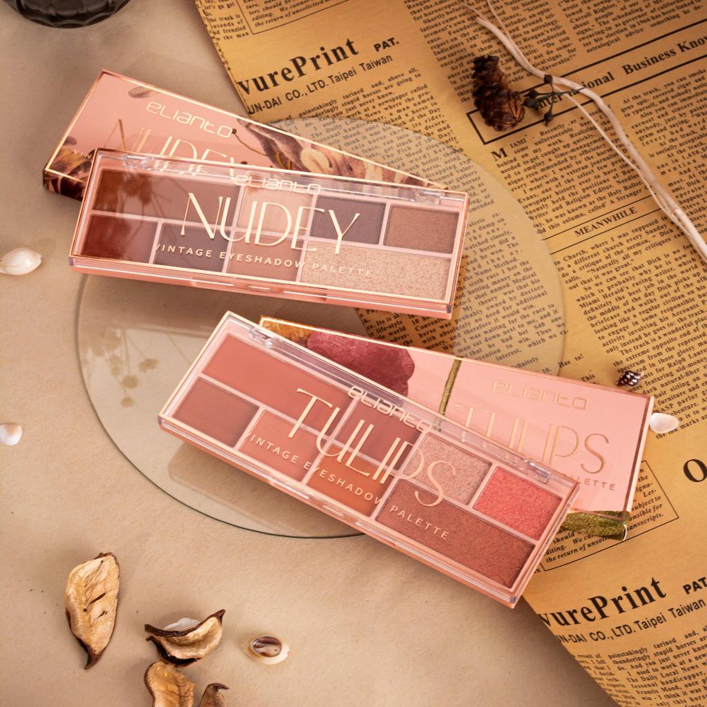 Elianto 8-Color Vintage Eyeshadow Palette – Long-lasting blendable eyeshadow for soft glam look