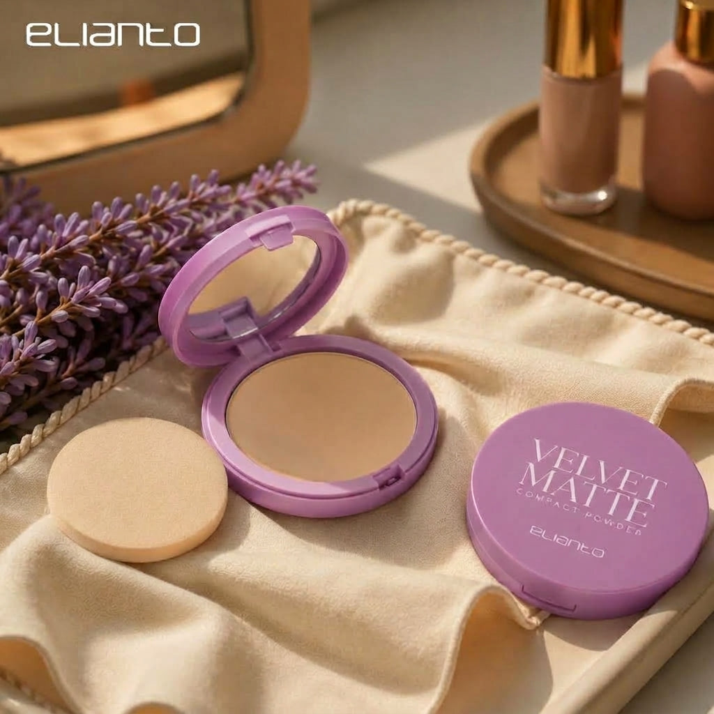 Elianto Velvet Matte Compact Powder | Oil Control, Natural Coverage & Lightweight