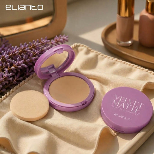 Elianto Velvet Matte Compact Powder | Oil Control, Natural Coverage & Lightweight