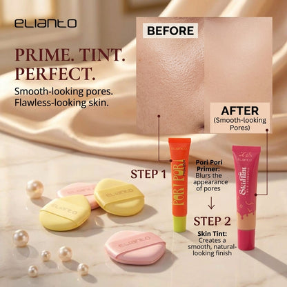 Elianto Skin Tint Foundation + Pori Pori Primer + Finger Makeup Puff