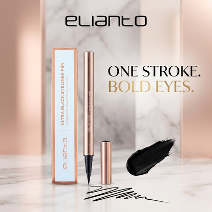 Elianto Ultra Black Eyeliner Pen - Waterproof, Quick Dry, Smudge Proof, Long Lasting Eye Make Up