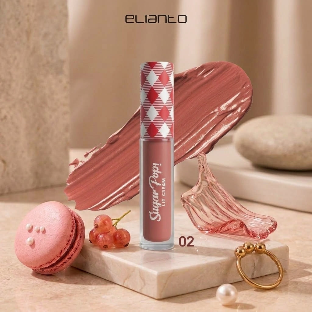 Elianto Sugar Pop Lip Cream - Semi-Matte Finish, Comfortable for Daily Use