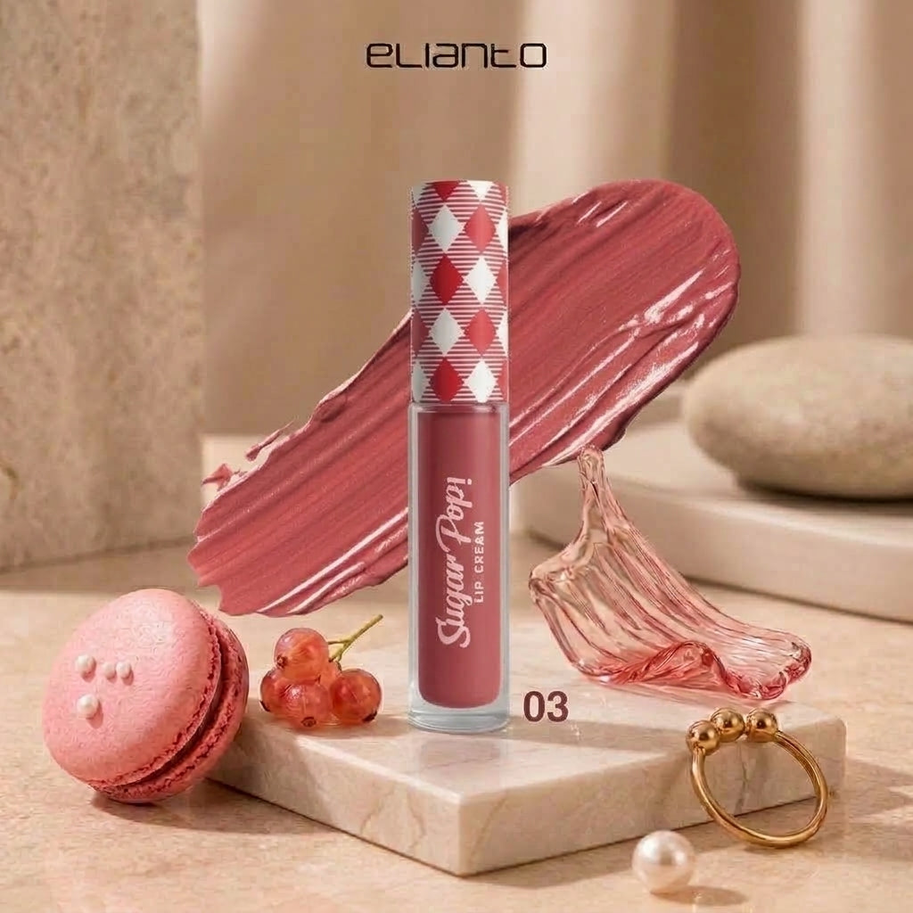 Elianto Sugar Pop Lip Cream - Semi-Matte Finish, Comfortable for Daily Use