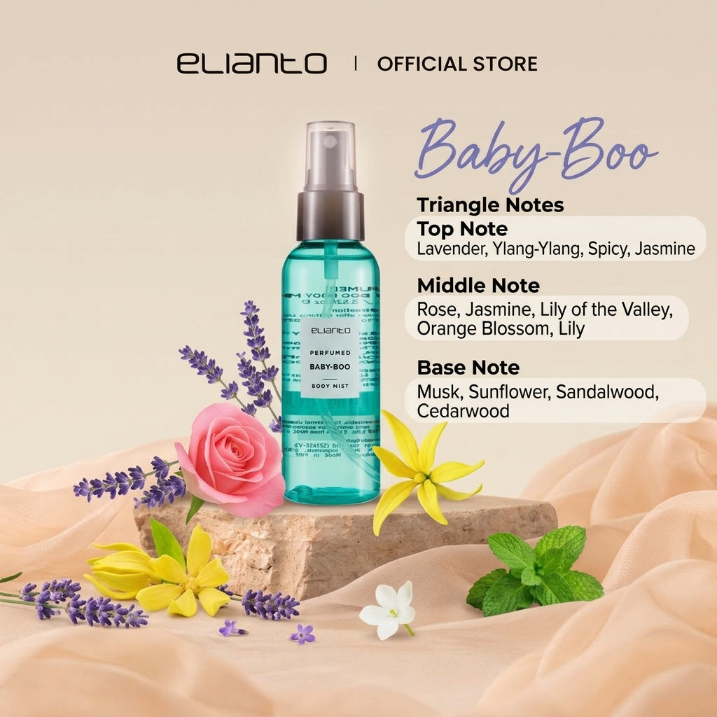 Elianto Body Mist (Coconut/ Watermelon/ Bubblegum Scent) 100ml – Lightweight and Non-Sticky
