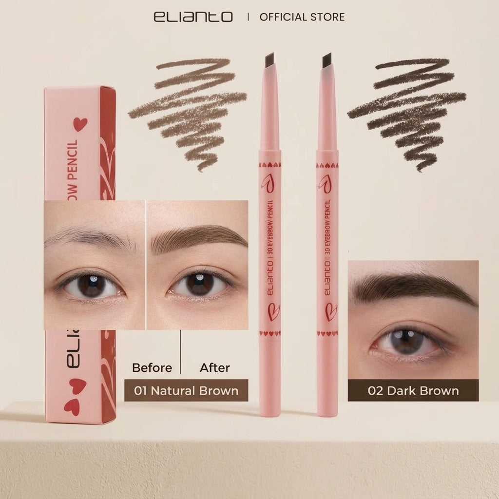 Elianto 3D Eyebrow Pencil -  Dual-Ended Brow Definer with Natural Finish