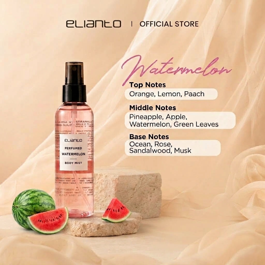 Elianto Body Mist (Coconut/ Watermelon/ Bubblegum Scent) 100ml – Lightweight and Non-Sticky