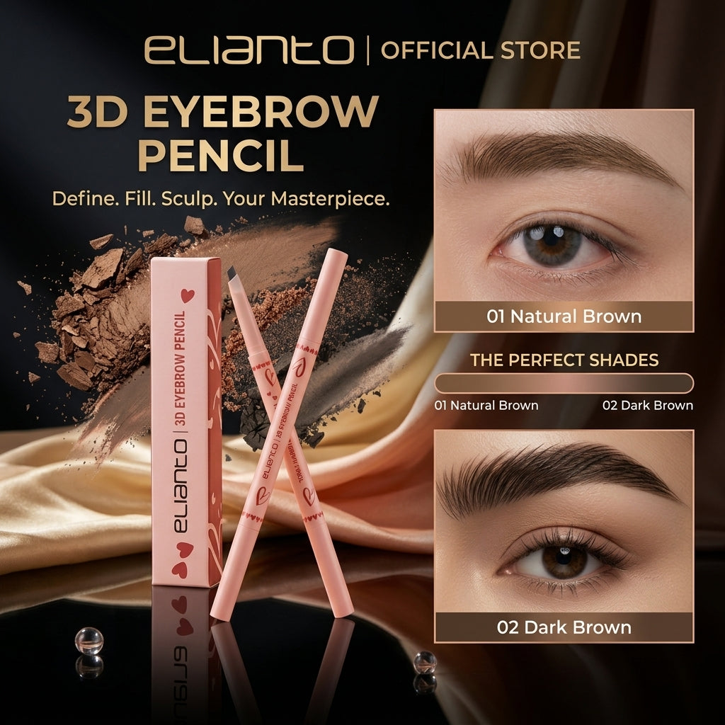 Elianto 3D Eyebrow Pencil -  Dual-Ended Brow Definer with Natural Finish