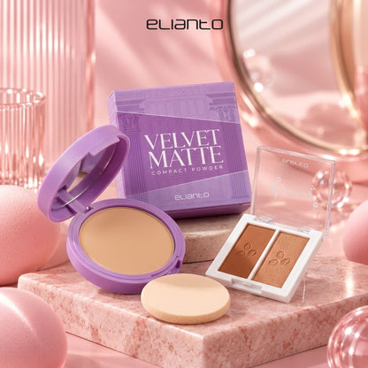 Elianto Velvet Matte Compact Powder + Brownies Contour Kit