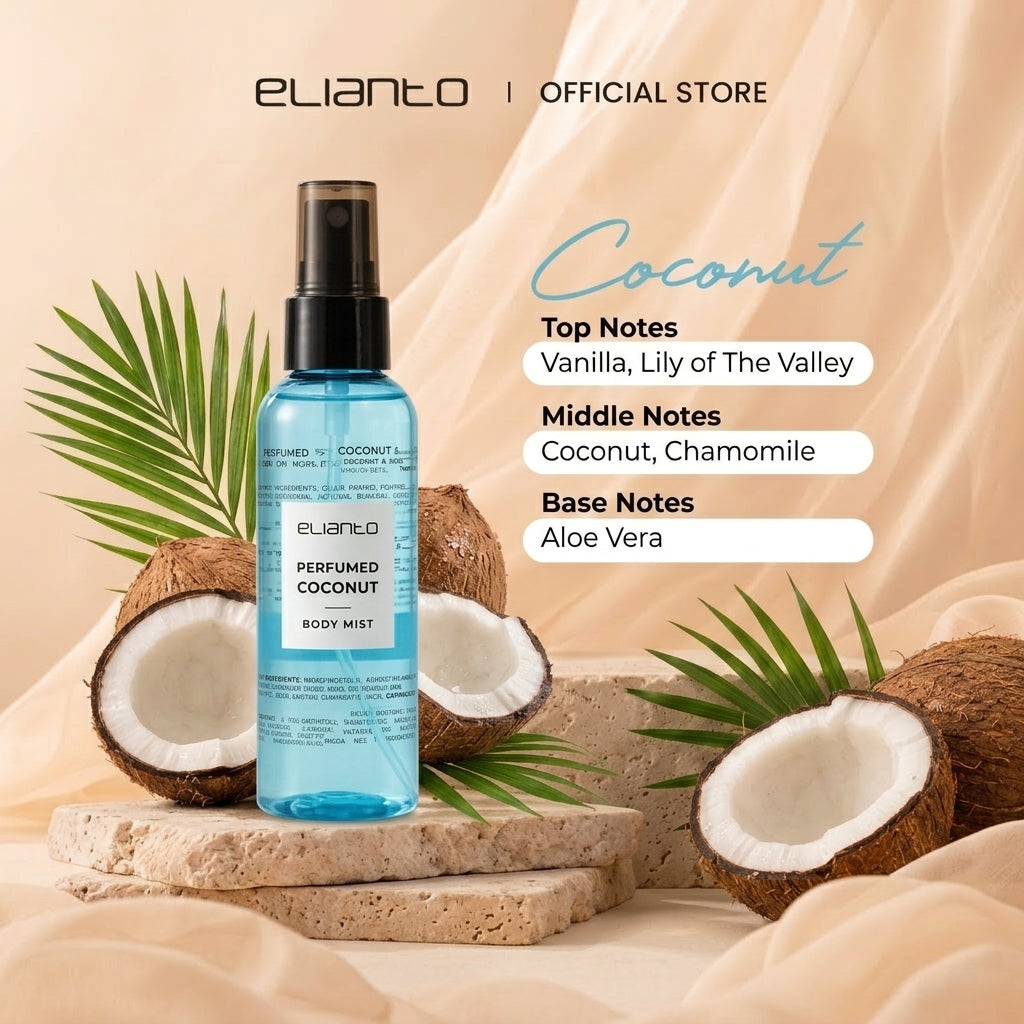 Elianto Body Mist (Coconut/ Watermelon/ Bubblegum Scent) 100ml – Lightweight and Non-Sticky