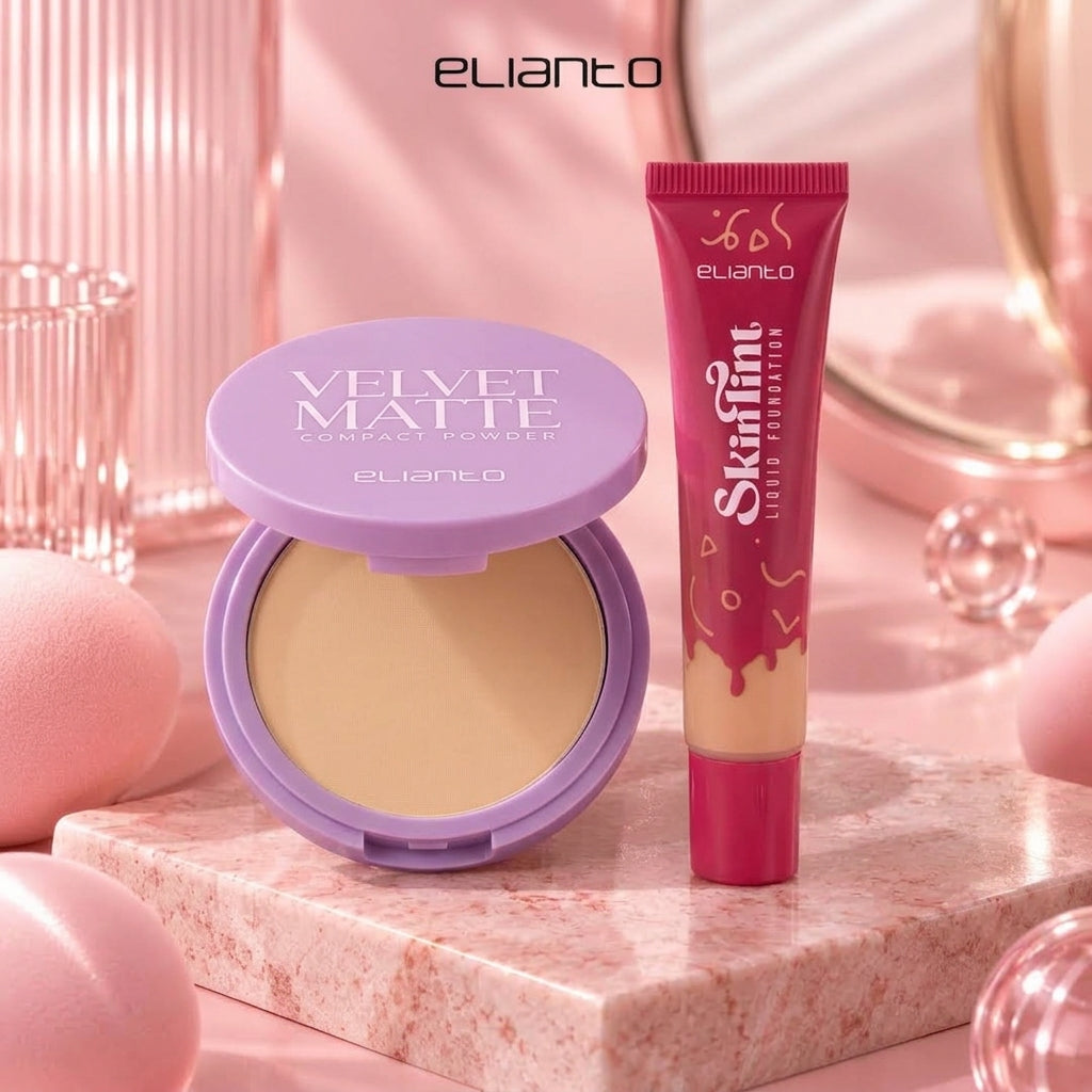Elianto Skin Tint Foundation + Velvet Matte Compact Powder