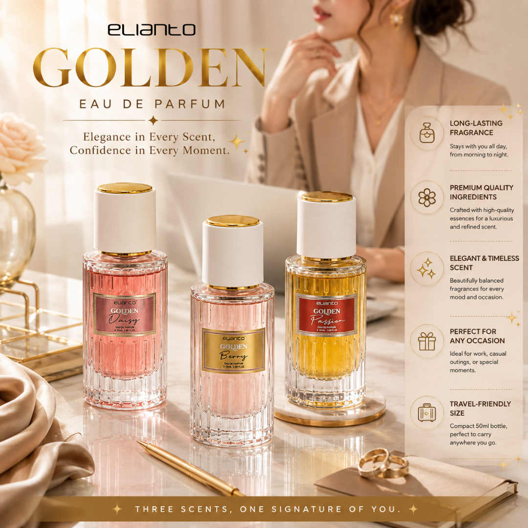 Elianto Golden EDP / Eau De Parfum / Mingyak Wangi Tahan Lama Long Lasting