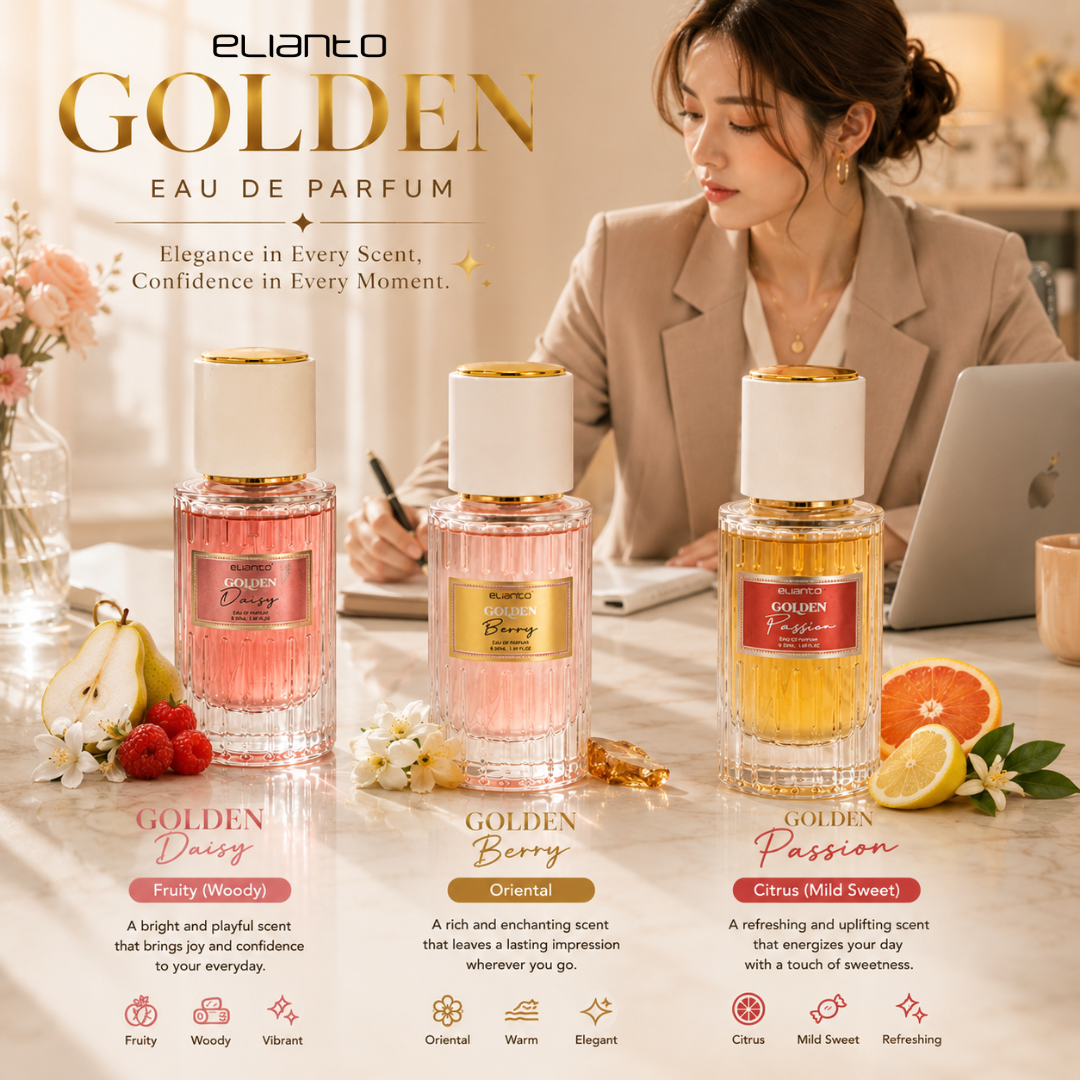Elianto Golden EDP / Eau De Parfum / Mingyak Wangi Tahan Lama Long Lasting