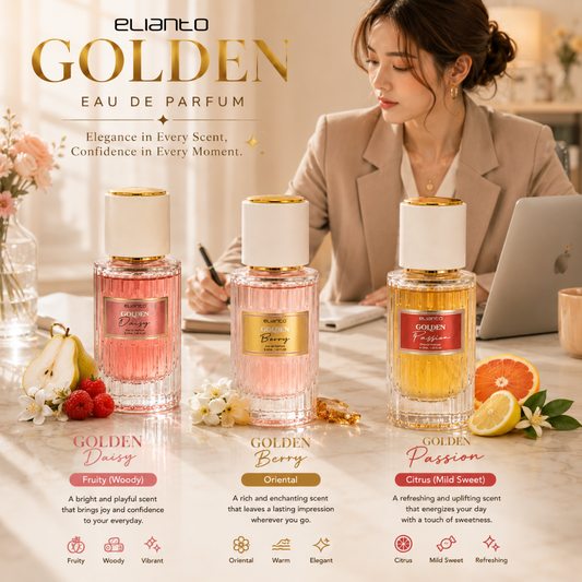 Elianto Golden EDP / Eau De Parfum / Mingyak Wangi Tahan Lama Long Lasting