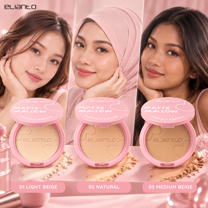 Elianto Matte Mallow Compact Powder - Lightweight & Smooth Formula