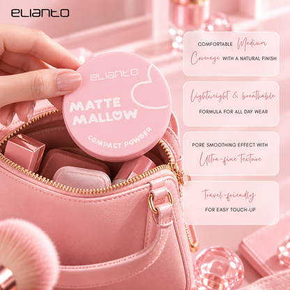 Elianto Matte Mallow Compact Powder - Lightweight & Smooth Formula