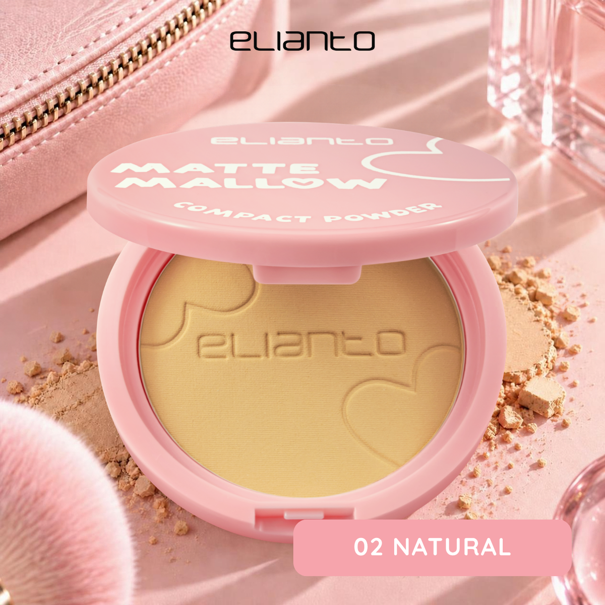 Elianto Matte Mallow Compact Powder - Lightweight & Smooth Formula