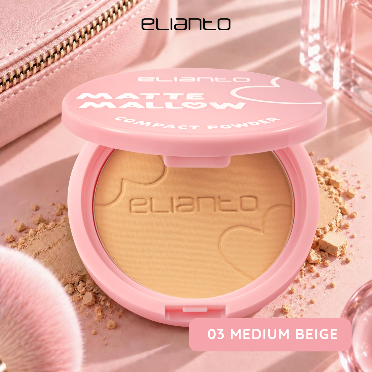 Elianto Matte Mallow Compact Powder - Lightweight & Smooth Formula