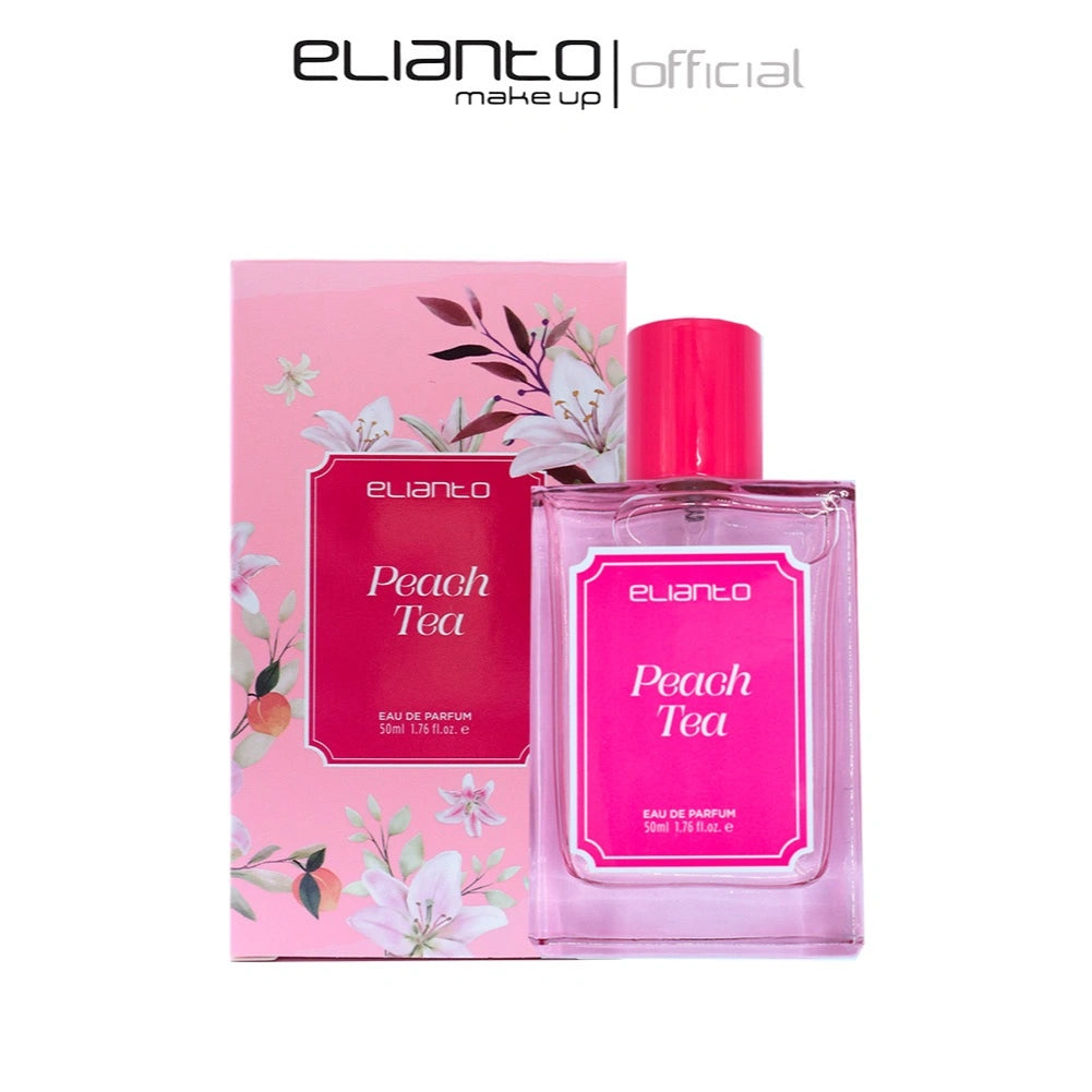 Elianto Peach Tea Eau De Parfum perfume bottle – fruity floral fragrance with peach, floral notes, and soft musky finish