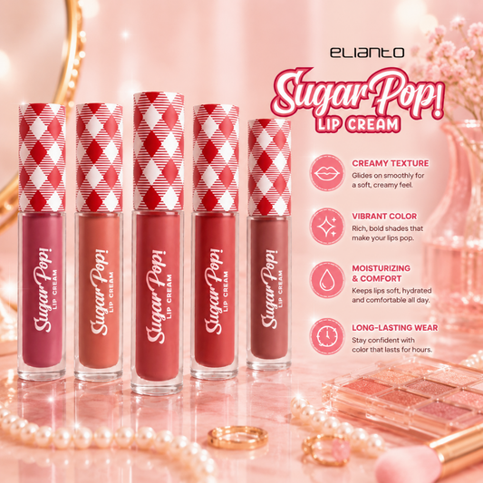 Elianto Sugar Pop Lip Cream - Semi-Matte Finish, Comfortable for Daily Use