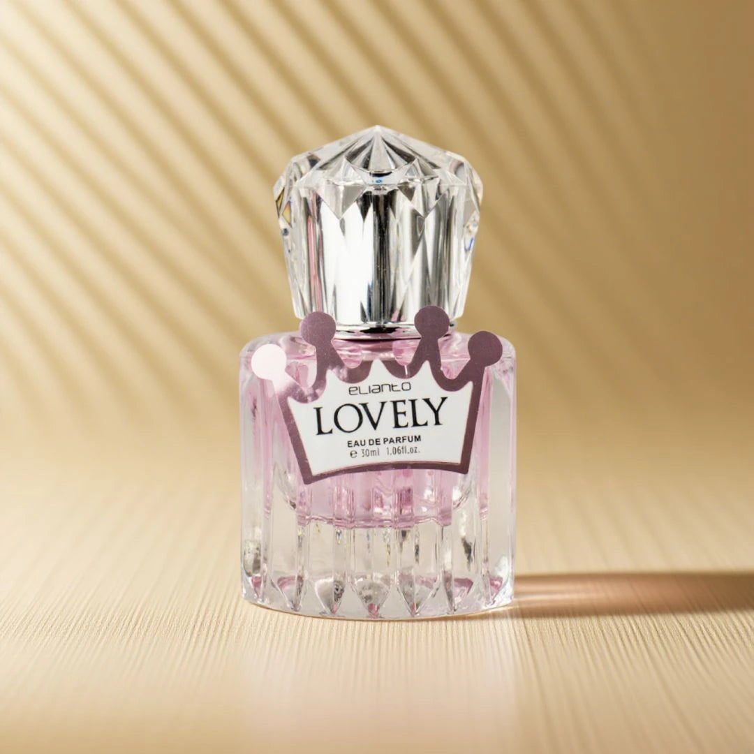Elianto Lovely Queen Eau De Parfum bottle with a feminine design and sparkling citrus theme.