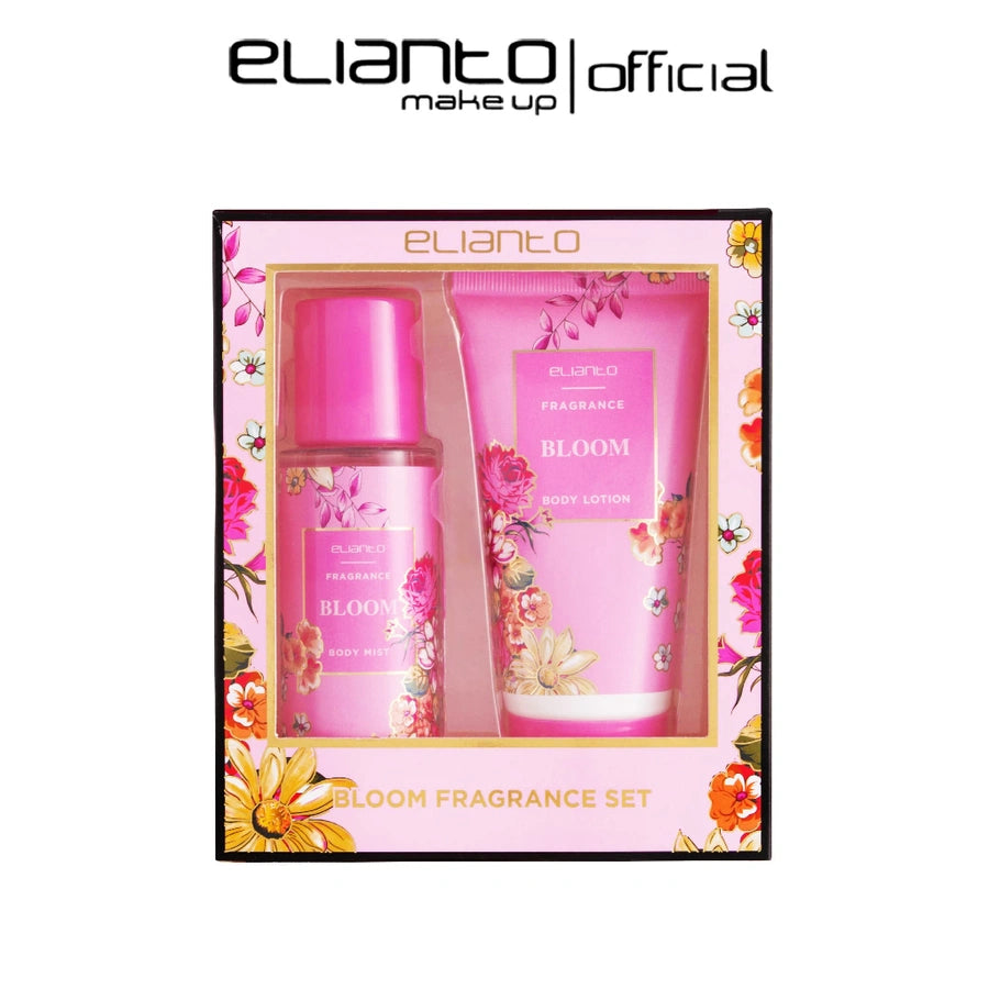 Elianto Body Mist and Body Lotion Bloom Set with floral fragrance, moisturizing skincare gift set for women, soft and fresh scent
