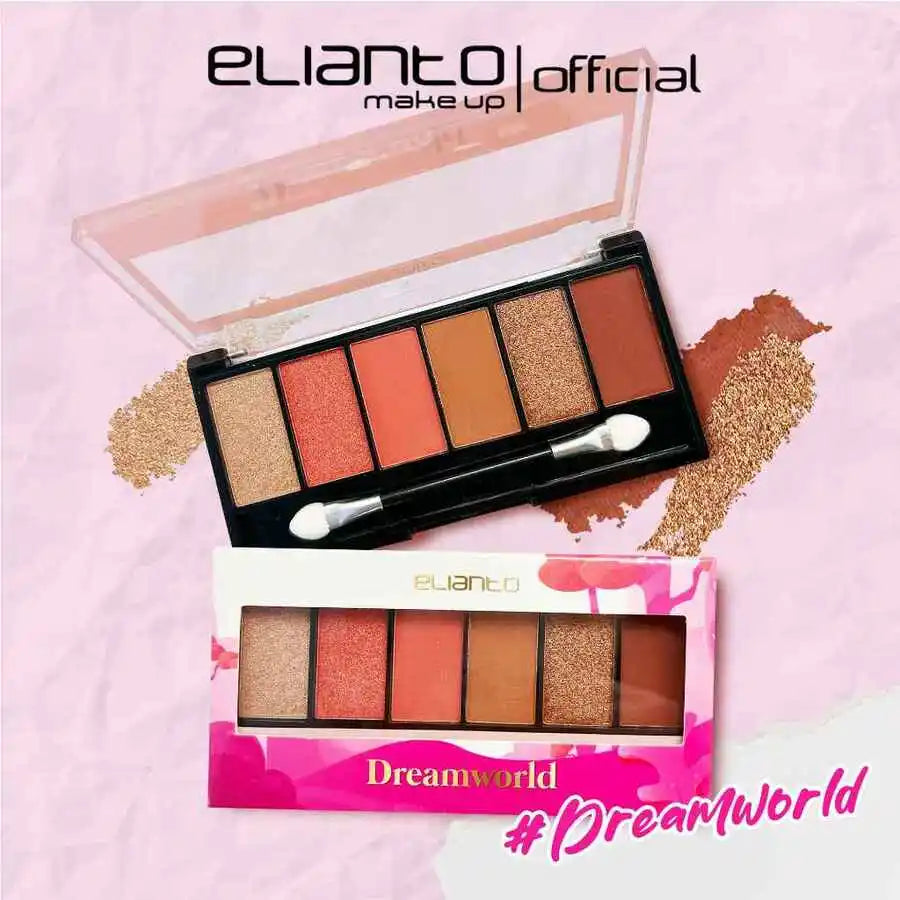 Elianto 6 color eyeshadow palette with matte and shimmer shades