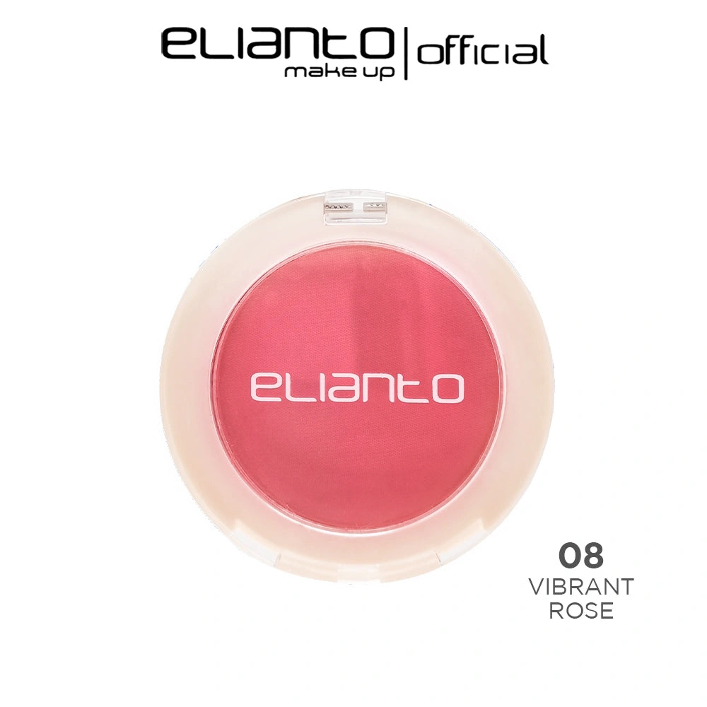 Elianto Mono Blush Vibrant Rose with bold rose pigment for a lively, flushed cheek look and smooth, blendable texture