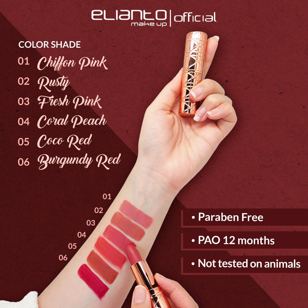 Elianto Velvet Crush Matte Lipstick -  Lightweight, Long-Lasting Soft Matte Finish