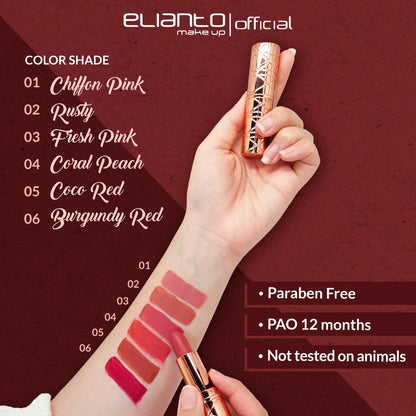 Elianto Velvet Crush Matte Lipstick -  Lightweight, Long-Lasting Soft Matte Finish
