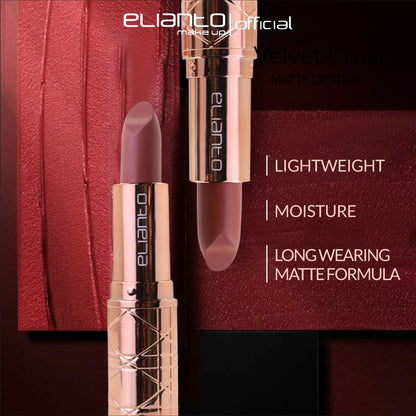 Elianto Velvet Crush Matte Lipstick -  Lightweight, Long-Lasting Soft Matte Finish