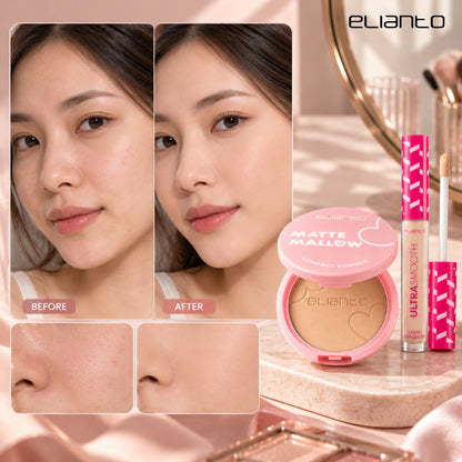 Elianto Smooth Liquid Concealer  + Matte Mallow Compact Powder