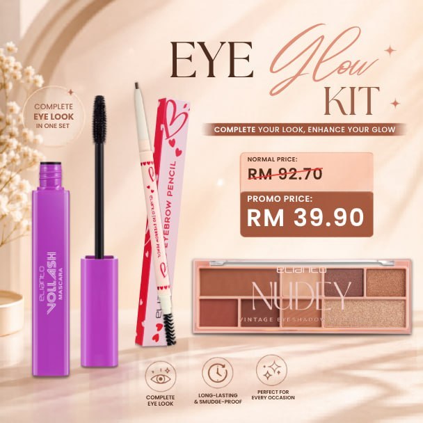 Elianto Eyes Glow Kit Set (Eyeshadow + Eyeliner + Eyebrow)