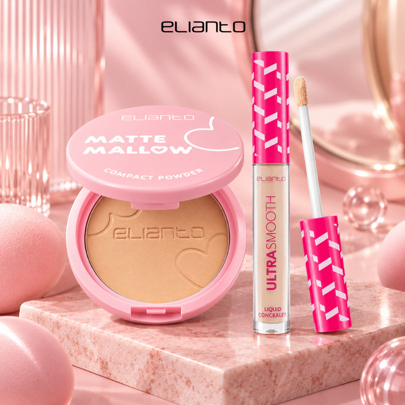 Elianto Smooth Liquid Concealer  + Matte Mallow Compact Powder