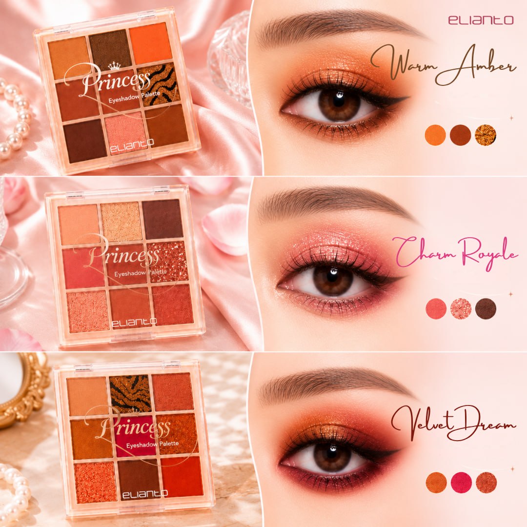 Elianto 9 Pallette Princess Eyeshadow (Pigmented Colors)