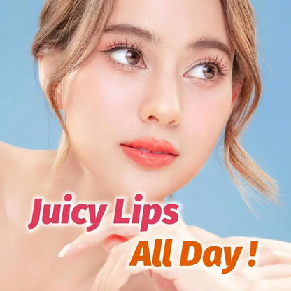 Model applying Elianto Fruity Lip Tint with natural makeup look
