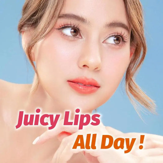 Model applying Elianto Fruity Lip Tint with natural makeup look