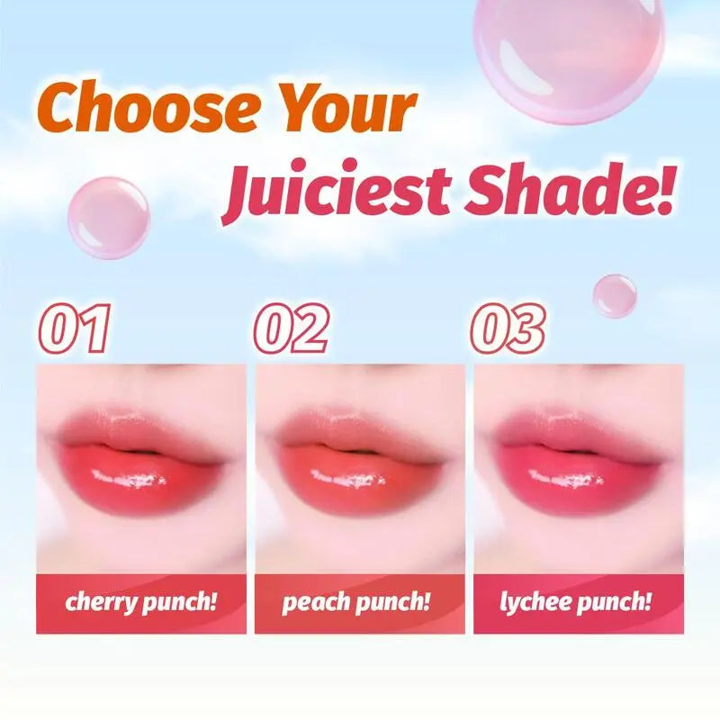 Elianto Fruity Lip Tint swatch on lip showing gradient rosy pink color